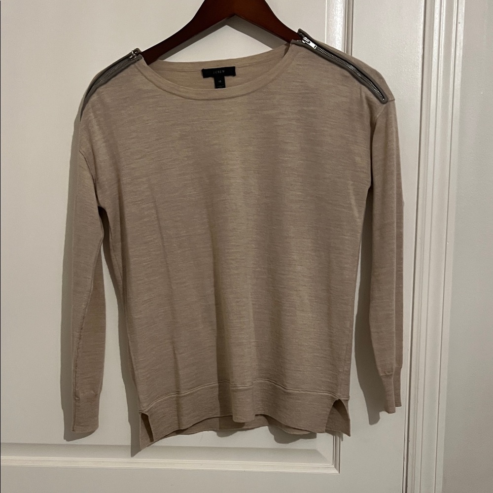 J. Crew Beige Sweater with Zipper Detail